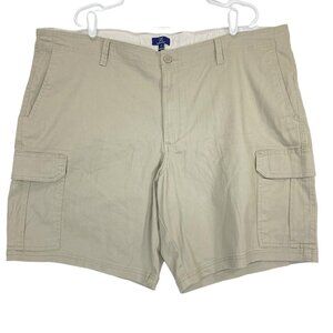 George Men's Cargo Shorts At the Knee Size 46 Flat Front Inseam 9.5" Tan Stretch